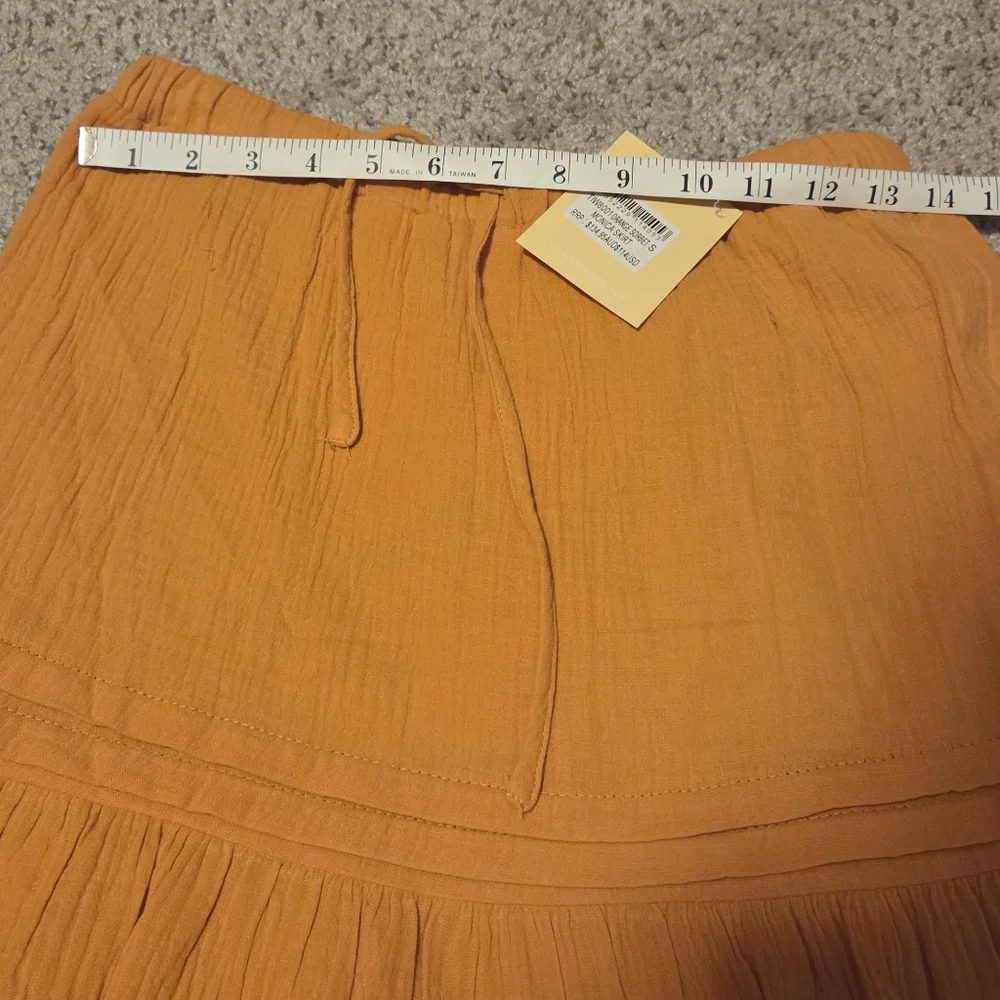 NWT Charlie Holiday Anthropologie Tiered Monica‎ Skirt Orange Sorbet Size Small - Picture 4 of 7